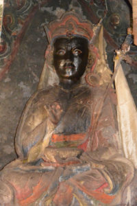 An ancient statue of Padmasambhava marks one of the spots where he is said to have passed on his way to Tibet in the 8th Century